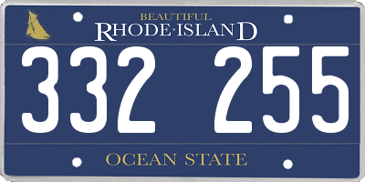 RI license plate 332255