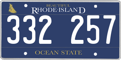 RI license plate 332257