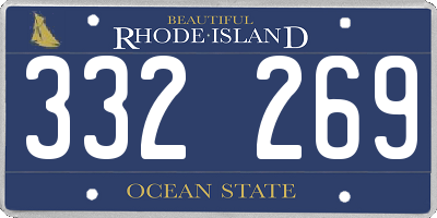 RI license plate 332269