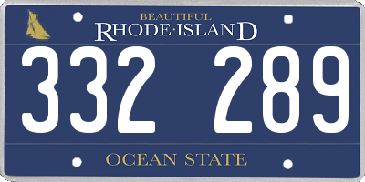 RI license plate 332289