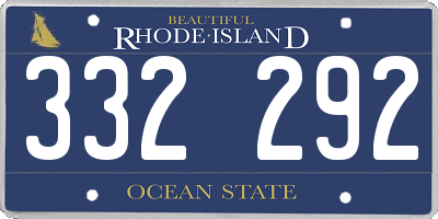 RI license plate 332292