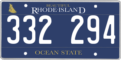 RI license plate 332294