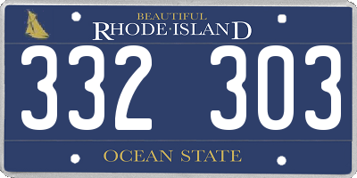 RI license plate 332303