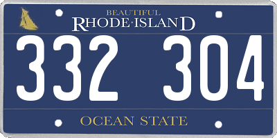 RI license plate 332304