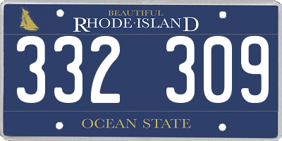 RI license plate 332309
