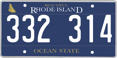 RI license plate 332314