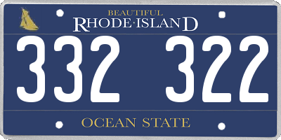 RI license plate 332322
