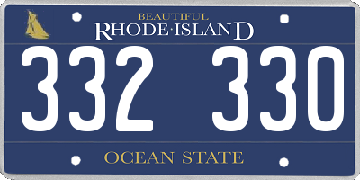 RI license plate 332330
