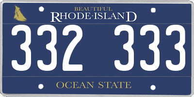 RI license plate 332333