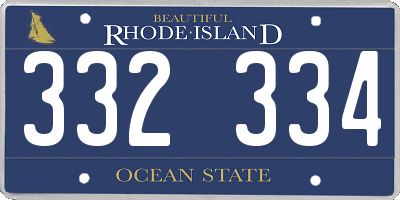 RI license plate 332334