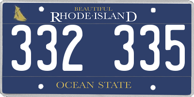 RI license plate 332335