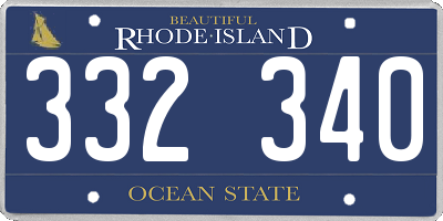 RI license plate 332340