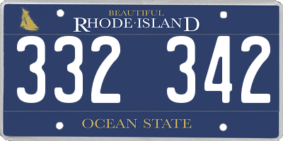RI license plate 332342