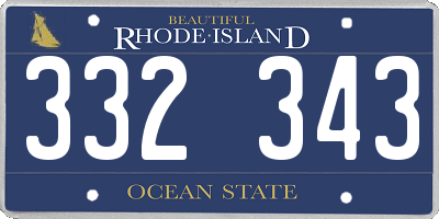 RI license plate 332343
