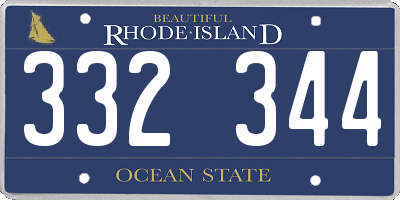 RI license plate 332344