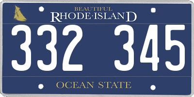 RI license plate 332345
