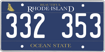 RI license plate 332353