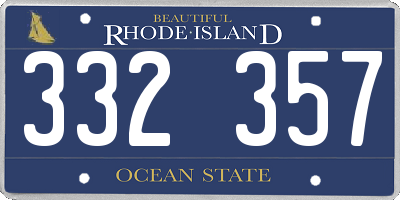 RI license plate 332357