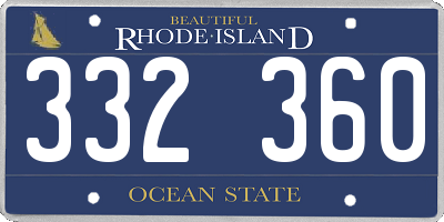 RI license plate 332360