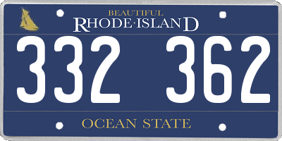 RI license plate 332362