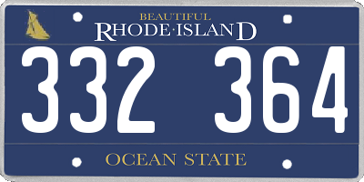 RI license plate 332364