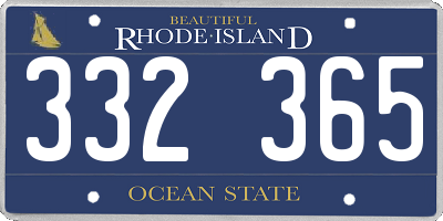 RI license plate 332365