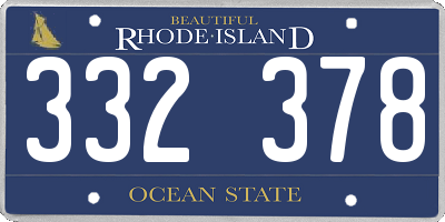 RI license plate 332378