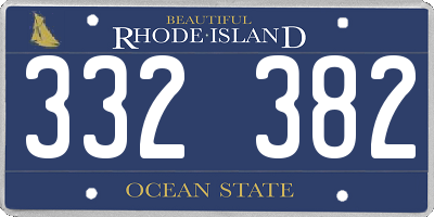 RI license plate 332382