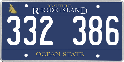 RI license plate 332386