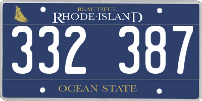 RI license plate 332387