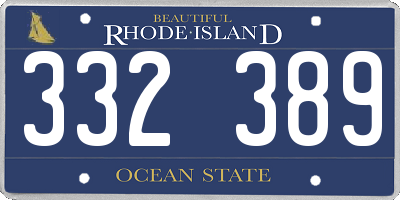 RI license plate 332389