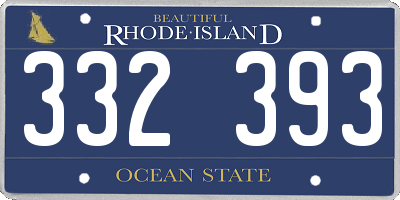 RI license plate 332393