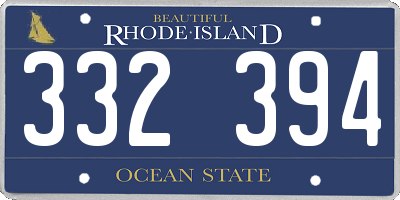 RI license plate 332394