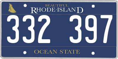 RI license plate 332397