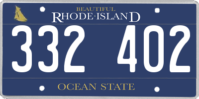 RI license plate 332402