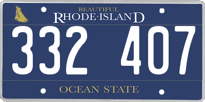 RI license plate 332407