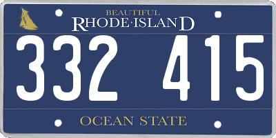 RI license plate 332415