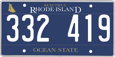RI license plate 332419