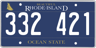 RI license plate 332421