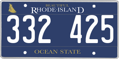 RI license plate 332425