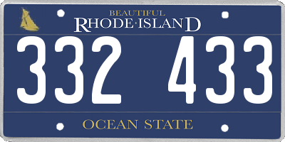 RI license plate 332433
