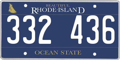 RI license plate 332436