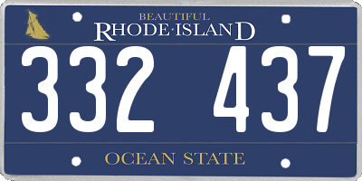 RI license plate 332437