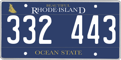 RI license plate 332443