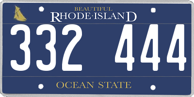 RI license plate 332444