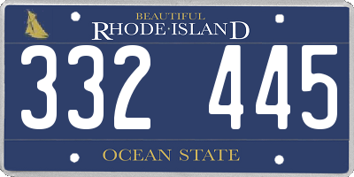 RI license plate 332445