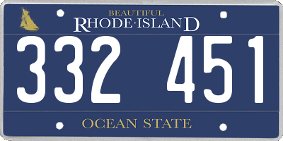 RI license plate 332451