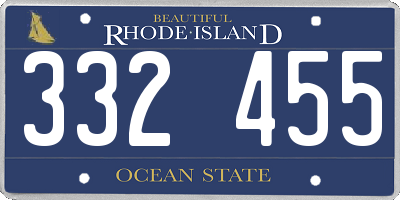 RI license plate 332455