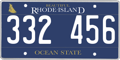 RI license plate 332456
