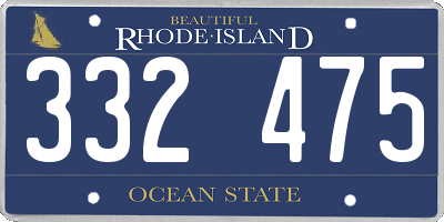 RI license plate 332475
